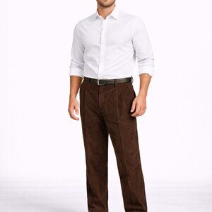 Club Room Men’s Brown Super Soft Pleated Corduroy Pants - Size 36 x 34 - NWT